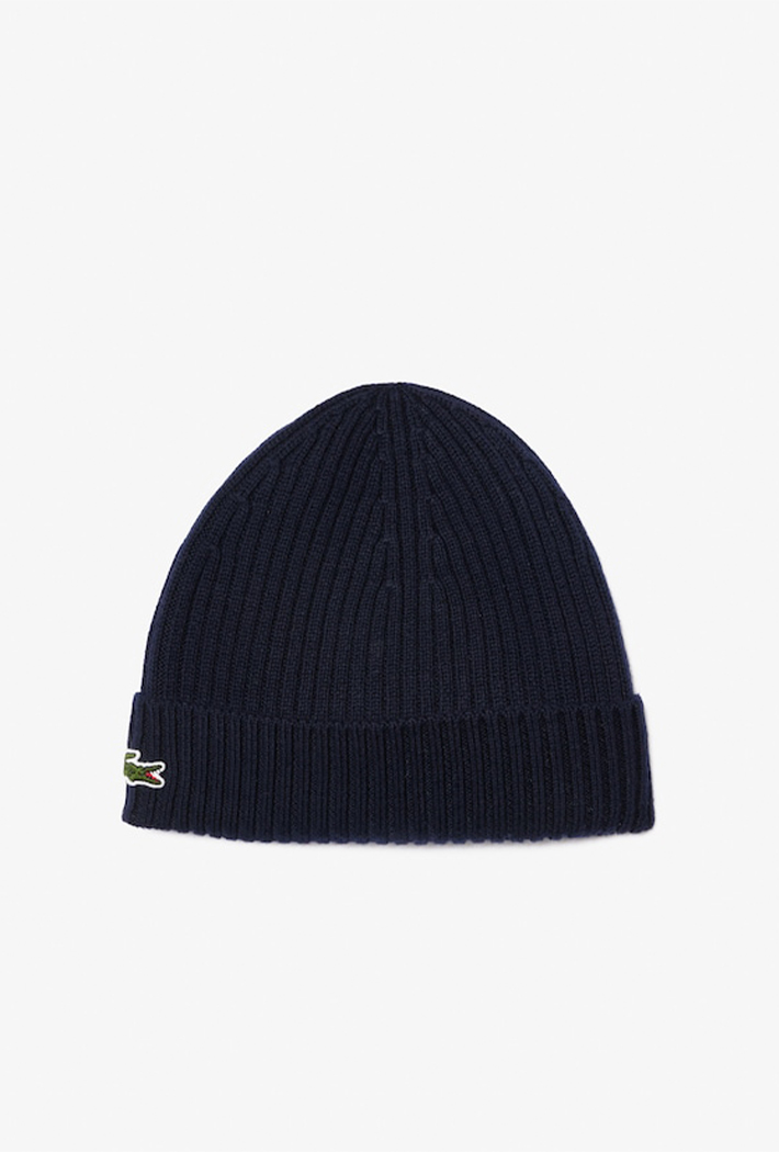 Lacoste Rib Knit Brushed Wool Beanie