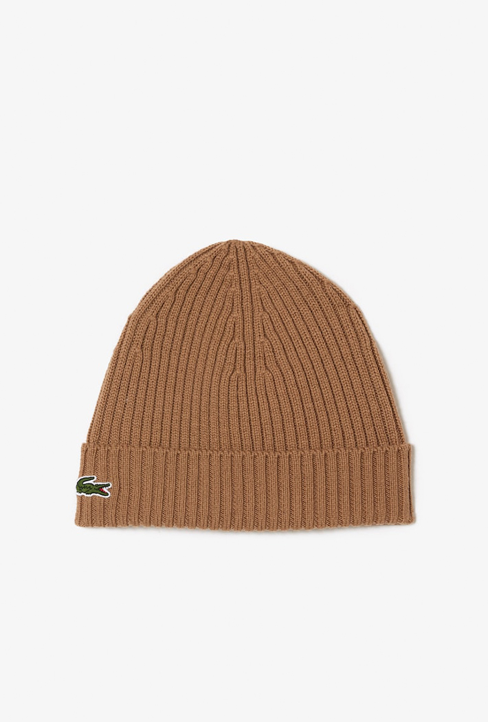 Lacoste Men's Rib Knit Brushed Wool Beanie