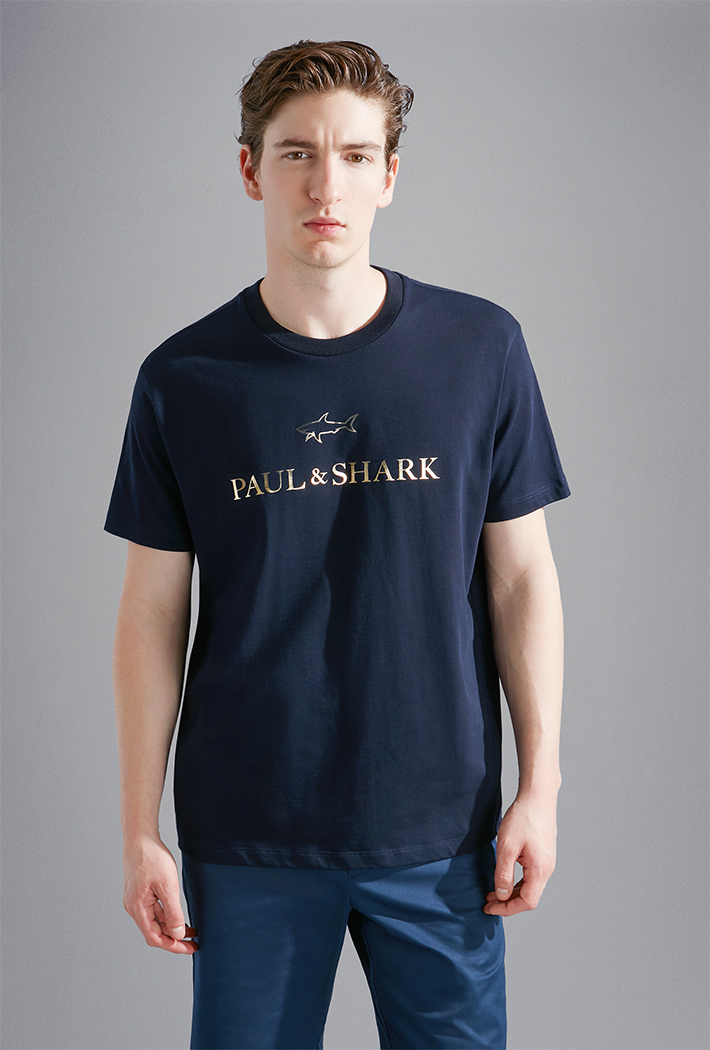Paul & Shark Men's Cotton Jersey T-Shirt With Printed Logo - Large