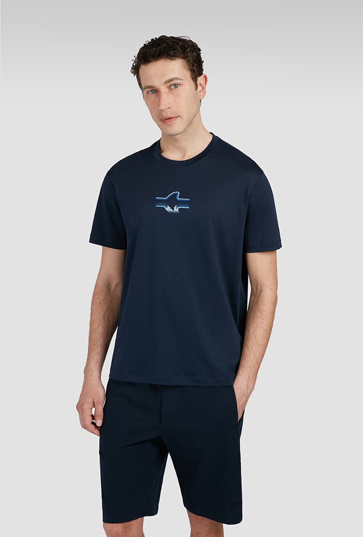 Paul & Shark Men's T-Shirt In Supima® Cotton Jersey With Fin Embroidery - Xl