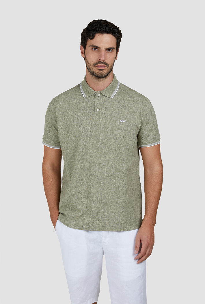 Paul & Shark Men's Jaspe Pique Cotton Polo With Striped Trims - Xxl