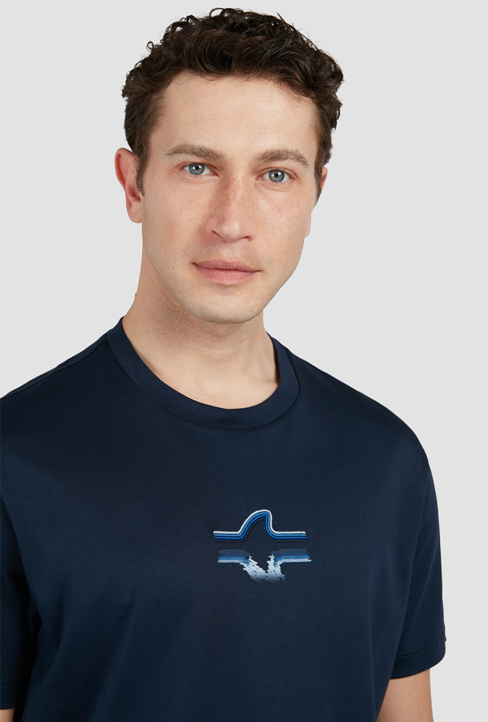 Paul & Shark Men's T-Shirt in Supima® Cotton Jersey with Fin Embroidery