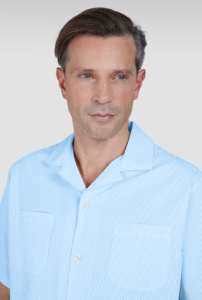 Paul & Shark Men's Riviera Seersucker Cotton Collar Hawaiian Short Sleeve Shirt