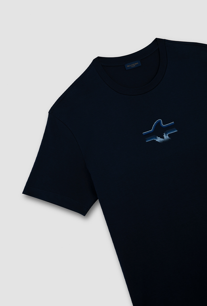 Paul & Shark Men's T-Shirt in Supima® Cotton Jersey with Fin Embroidery