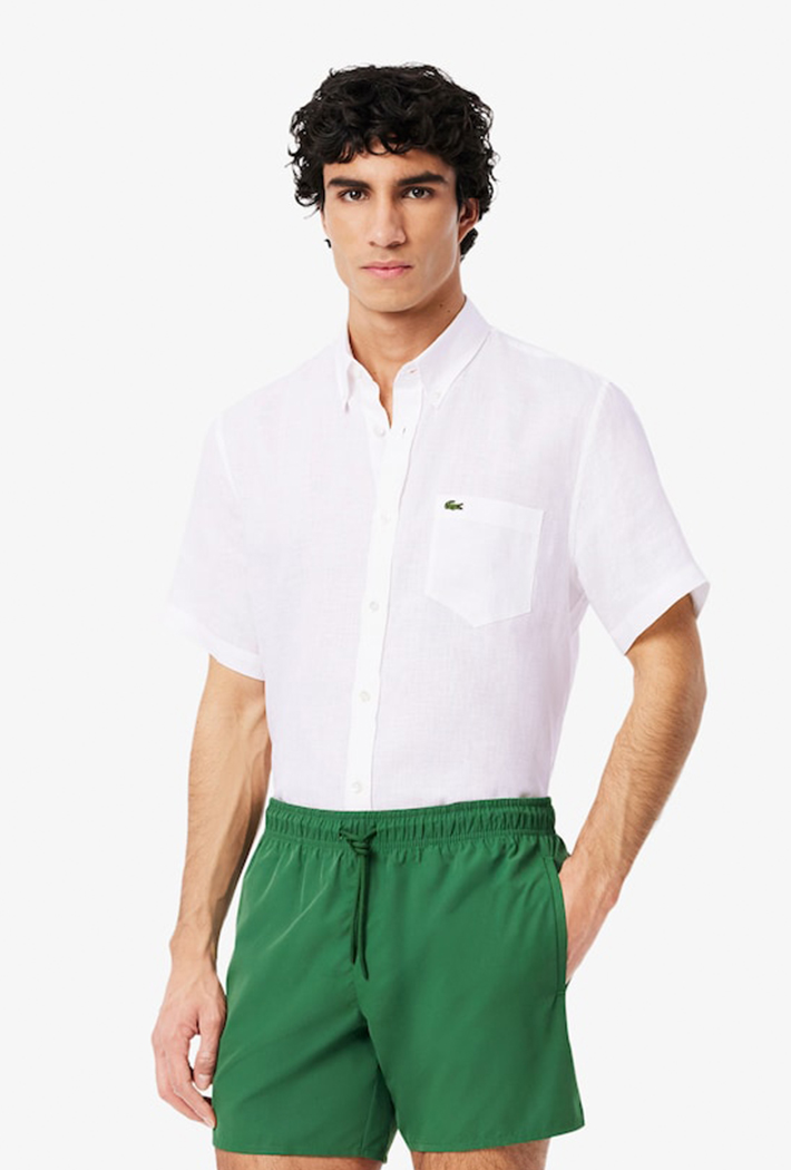 Lacoste Men's Short Sleeved Linen Shirt