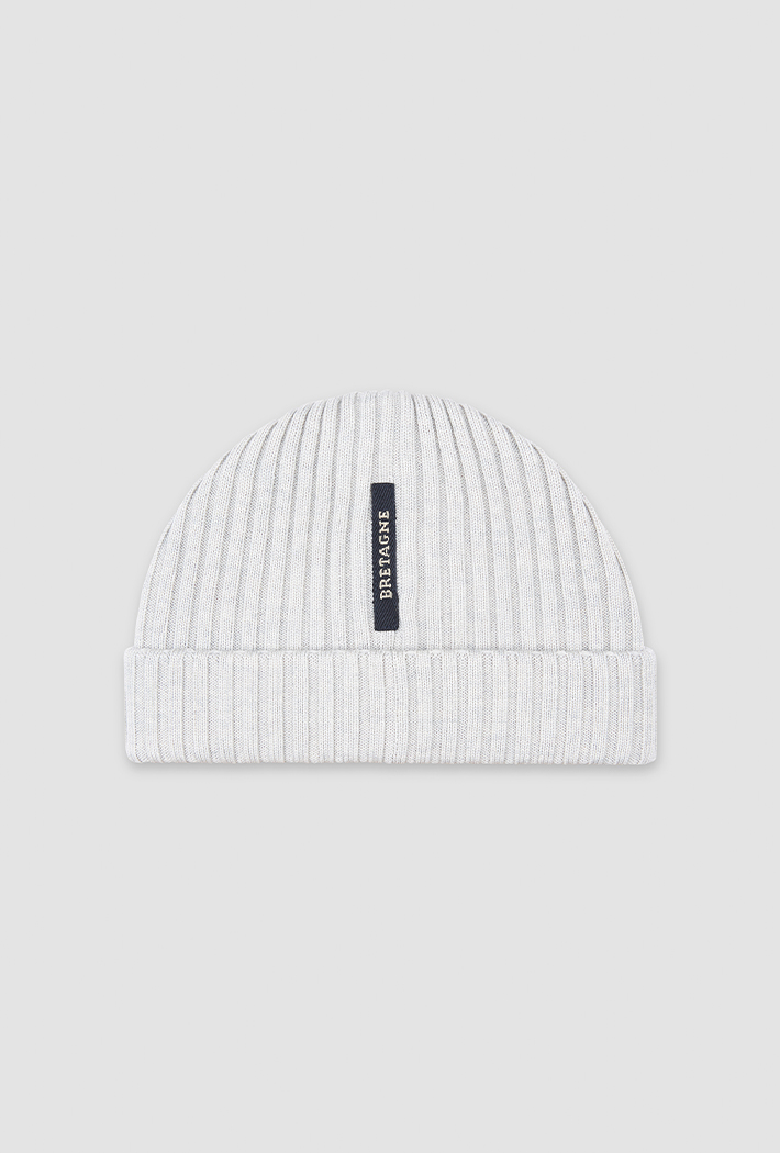 Paul & Shark Ribbed Wool Beanie with Anchor Badge