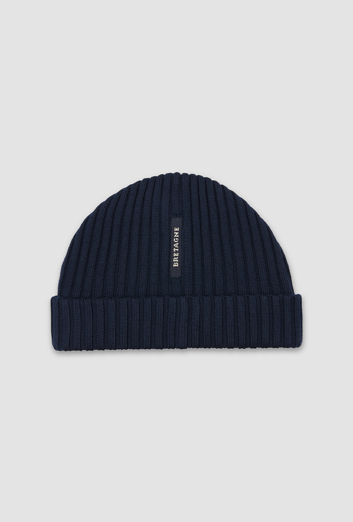 Paul &amp; Shark Men's Ribbed Wool Beanie with Anchor Badge