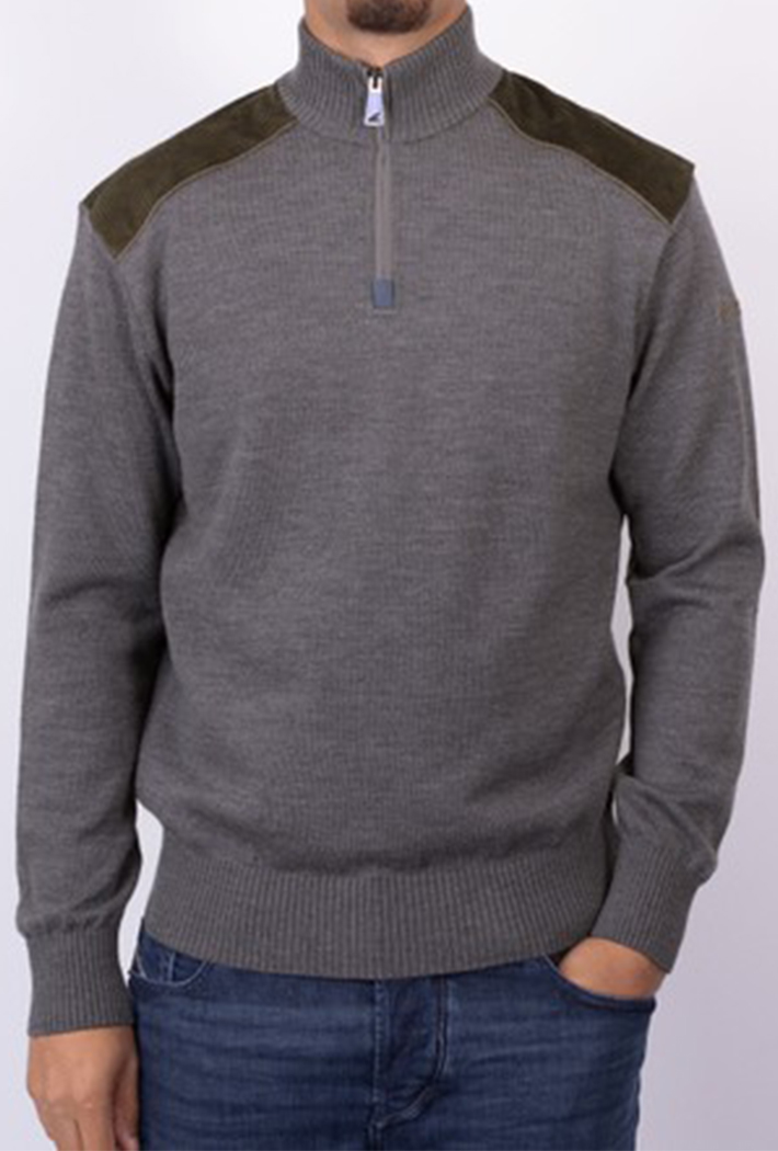 Paul & Shark Unisex Moon Badge Velvet Soft Cool Touch Wool Half-Zip - Xl