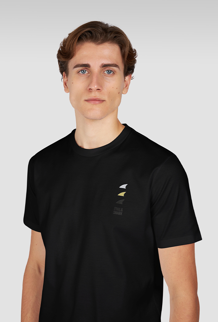 Paul & Shark Unisex Aqua Touch Cotton T-Shirt With Shark Fin Embroidery - Medium