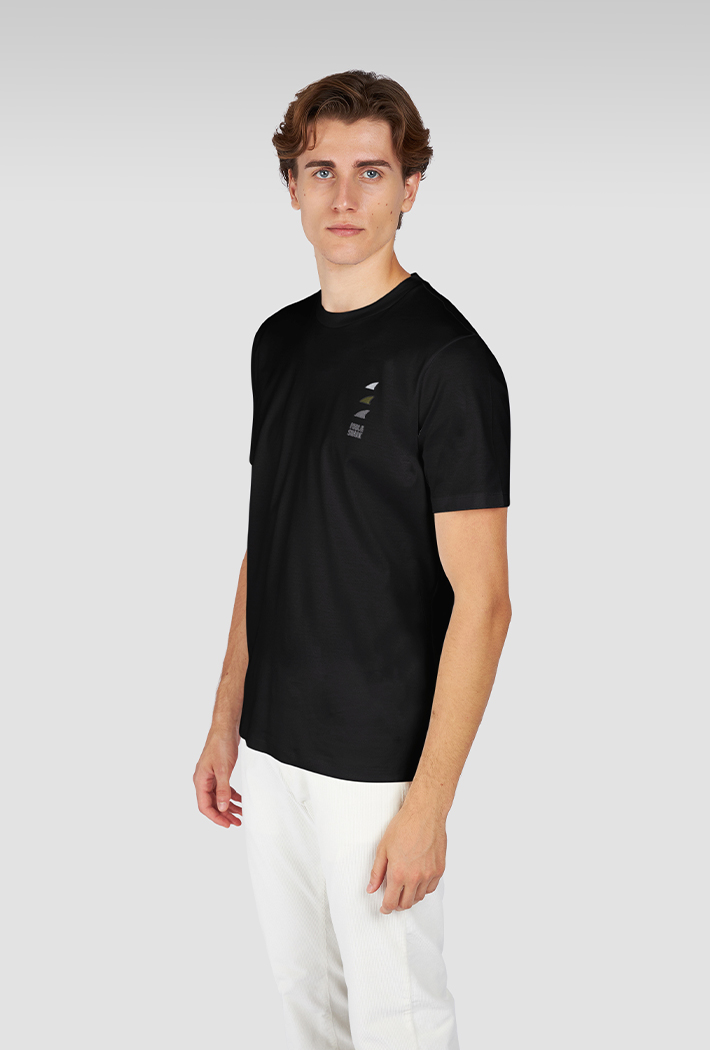 Paul & Shark Aqua Touch Cotton T-Shirt With Shark Fin Embroidery
