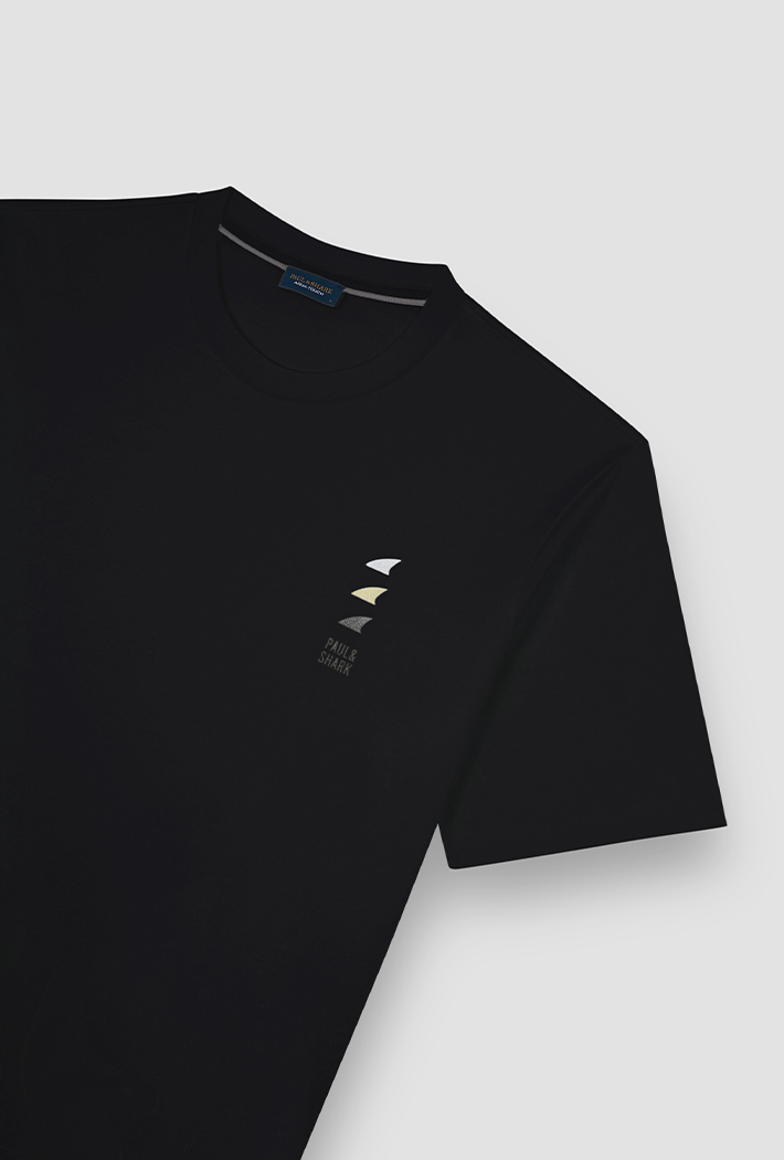 Paul & Shark Aqua Touch Cotton T-Shirt With Shark Fin Embroidery