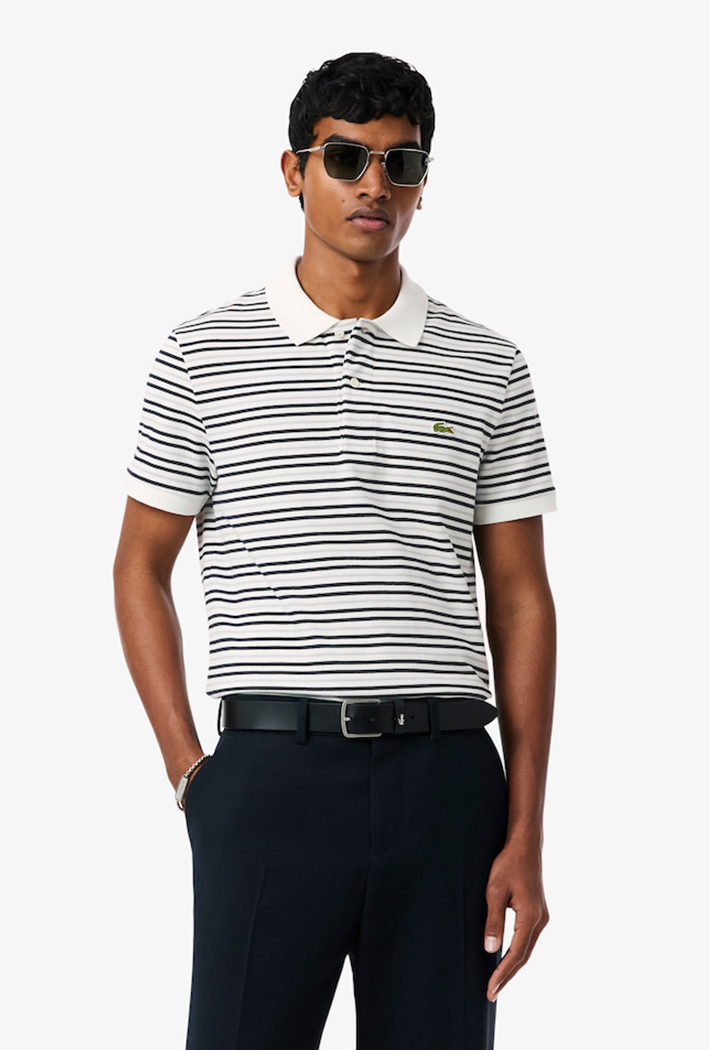 Lacoste Classic Fit Striped Petit Piqué Polo Shirt