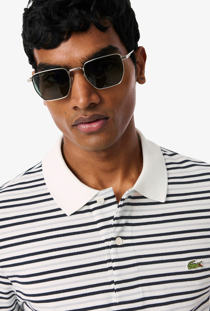 Lacoste Classic Fit Striped Petit Piqué Polo Shirt