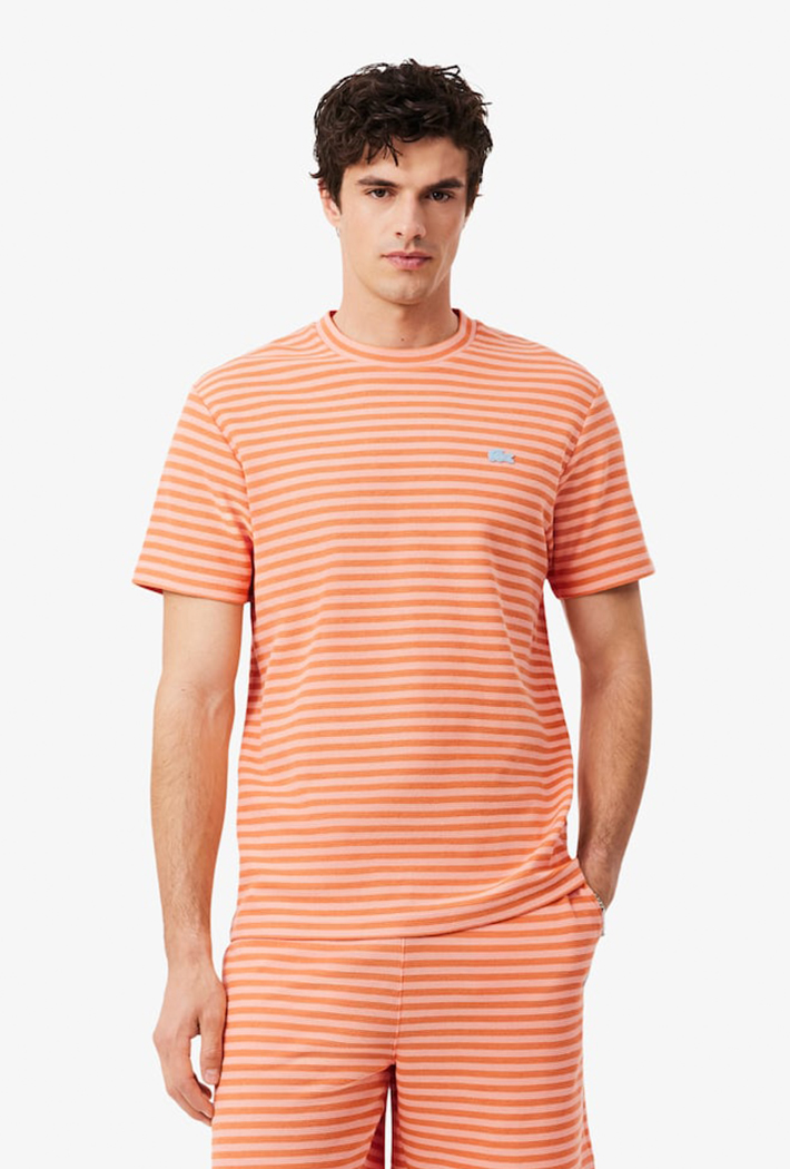 Lacoste Textured Striped Cotton T-Shirt