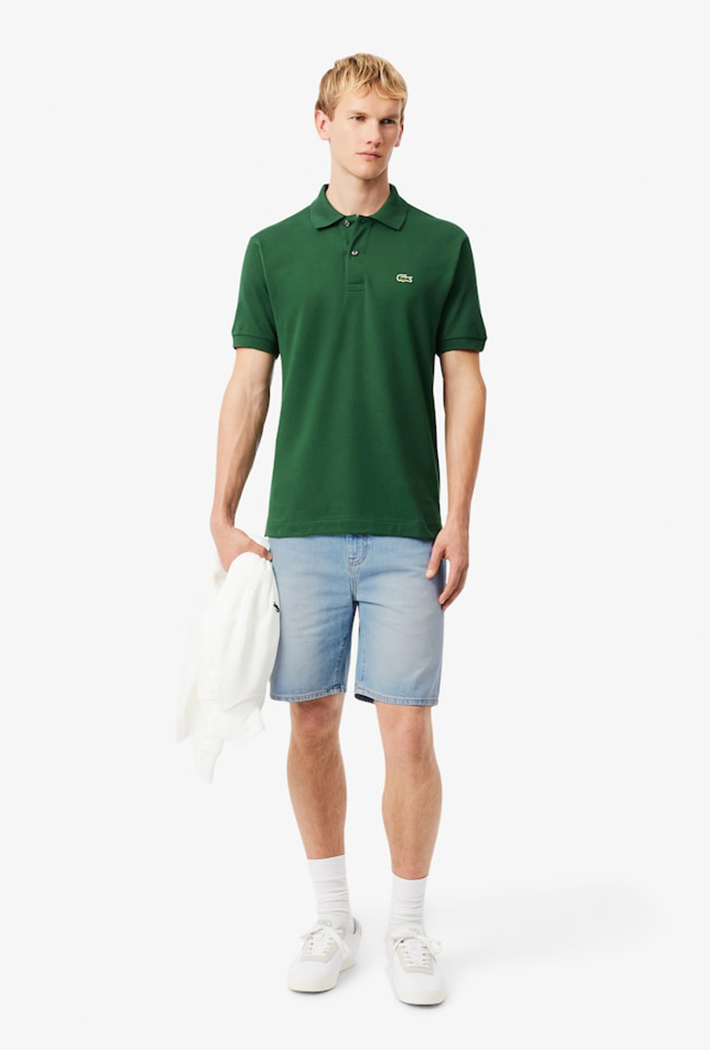 Lacoste Unisex Green/Light Straight Fit Denim Bermuda Shorts - 34" Waist