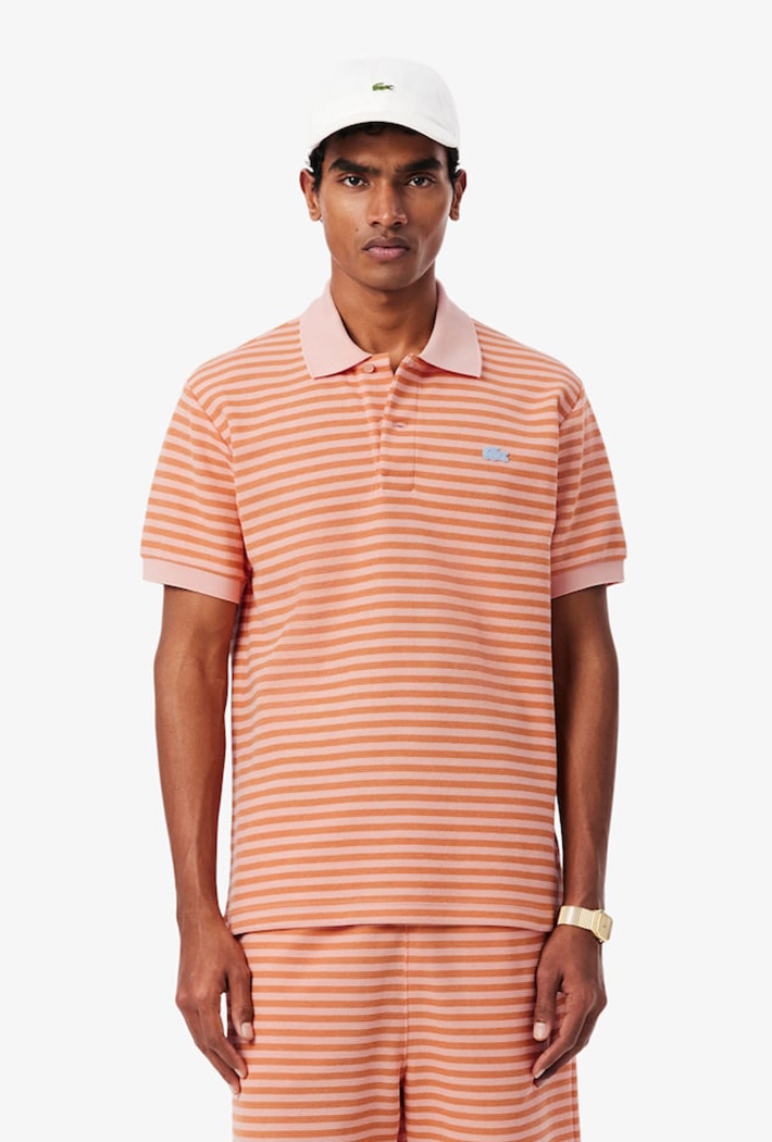 Lacoste Classic Fit Textured Striped Polo Shirt