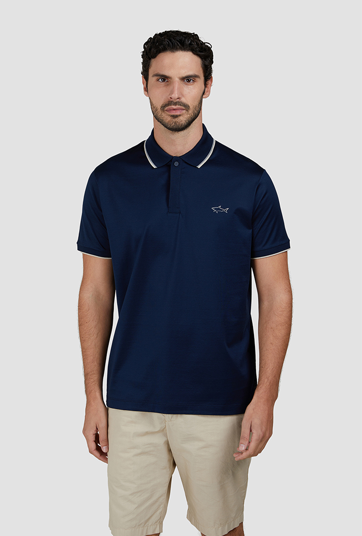 Paul & Shark Unisex Double Mercerised Jersey Cotton Polo Shirt - Large