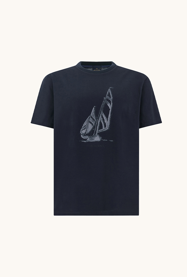 Paul & Shark Structured Cotton Jersey T-Shirt with Graphic Print