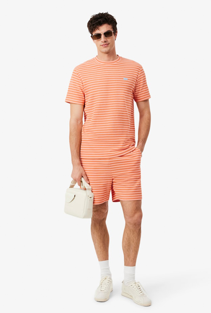 Lacoste Textured Striped Cotton T-Shirt