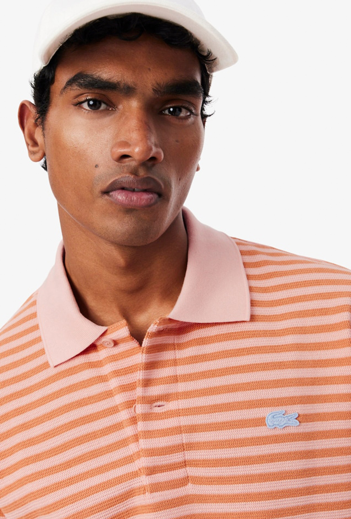 Lacoste Classic Fit Textured Striped Polo Shirt