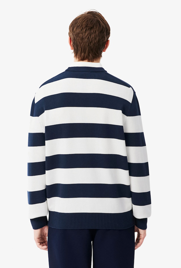Lacoste Striped Cotton Crewneck Sweatshirt