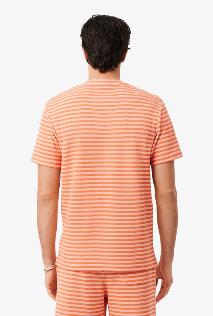 Lacoste Textured Striped Cotton T-Shirt