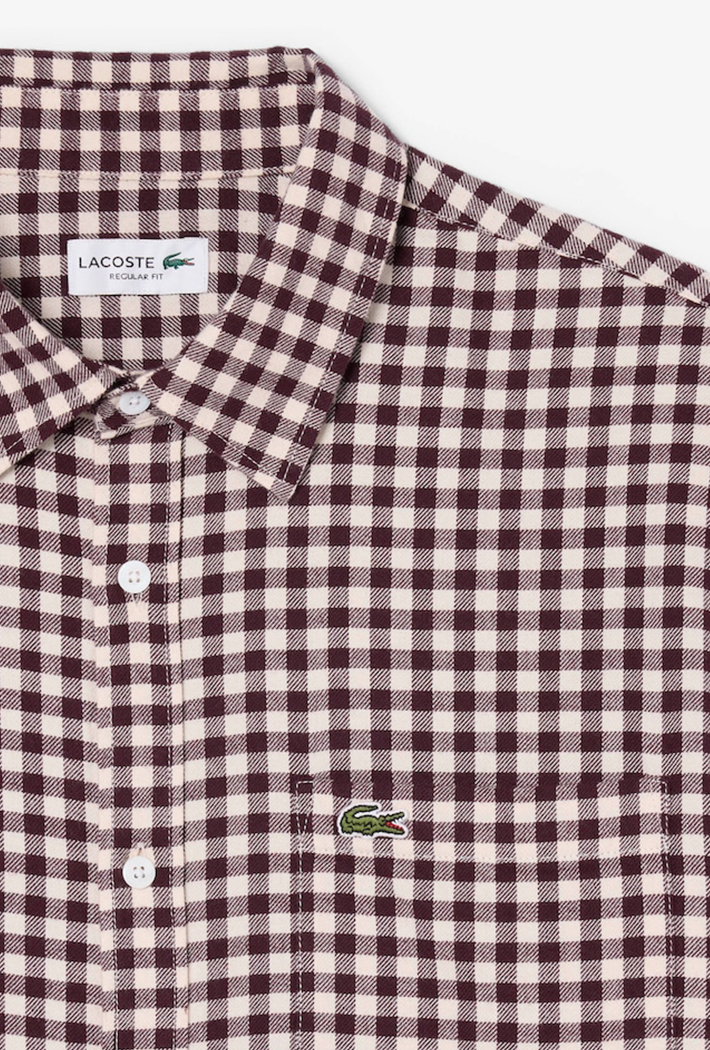 Lacoste Regular Fit Small Plaid Flannel Shirt