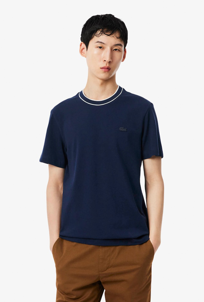 Lacoste Stretch Piqué Stripe Collar T-Shirt