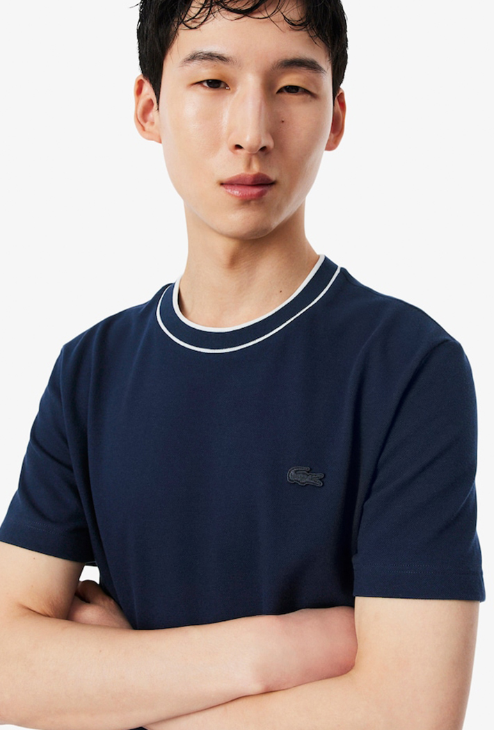 Lacoste Stretch Piqué Stripe Collar T-Shirt