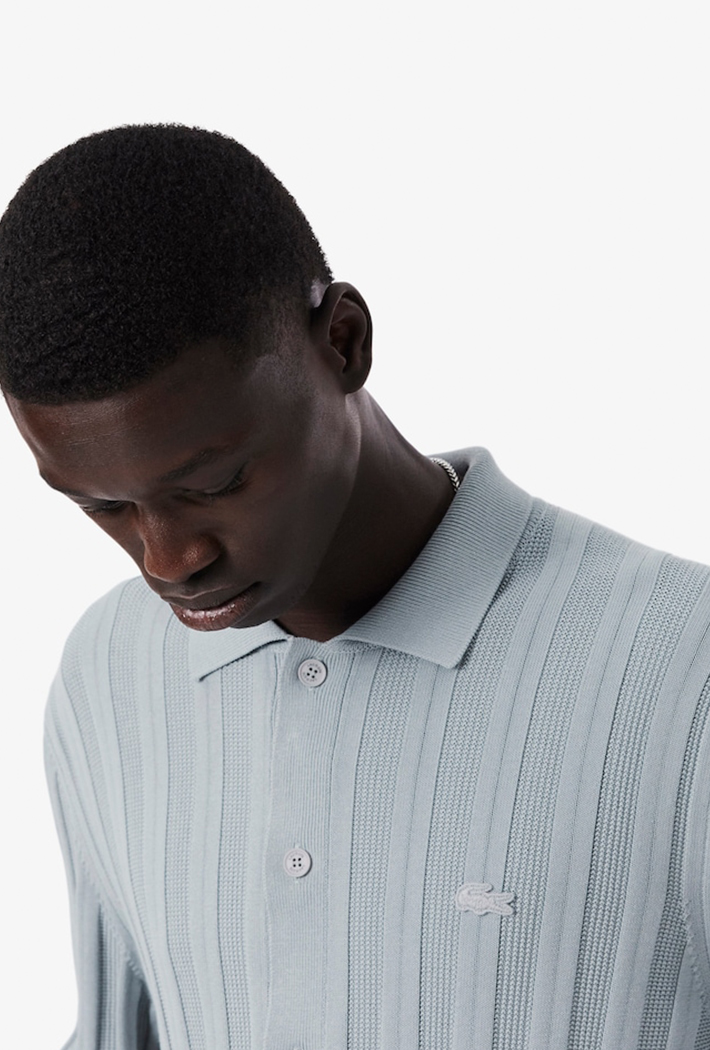 Lacoste Fluid Ribbed Polo Collar Cardigan