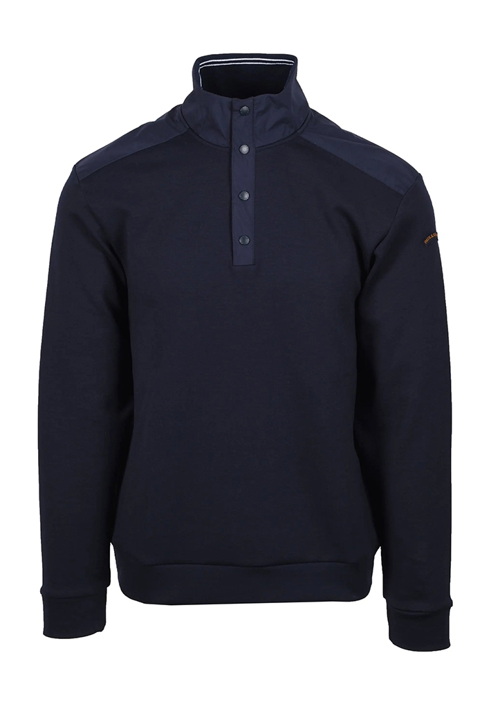 Paul & Shark Active Fleece Cotton Sweatshirt with Typhoon Half Button-Up