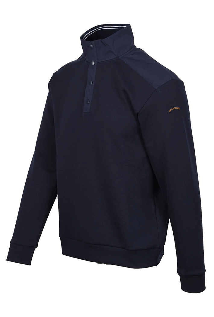 Paul & Shark Active Fleece Cotton Sweatshirt with Typhoon Half Button-Up