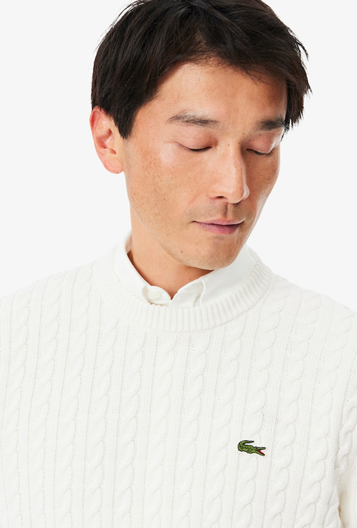 Lacoste Cable Knit Cotton Sweater