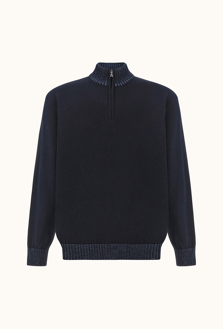 Paul & Shark Soft Cool Touch Wool Half Zip with Moon Badge