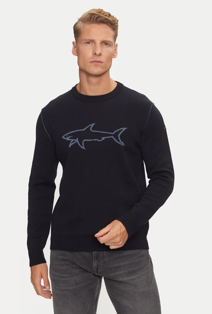 Paul & Shark Crew Neck Shark Logo Jumper