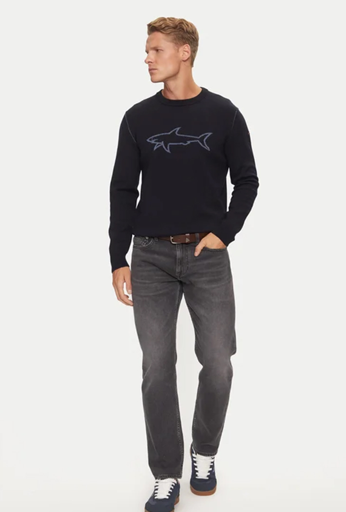 Paul & Shark Crew Neck Shark Logo Jumper