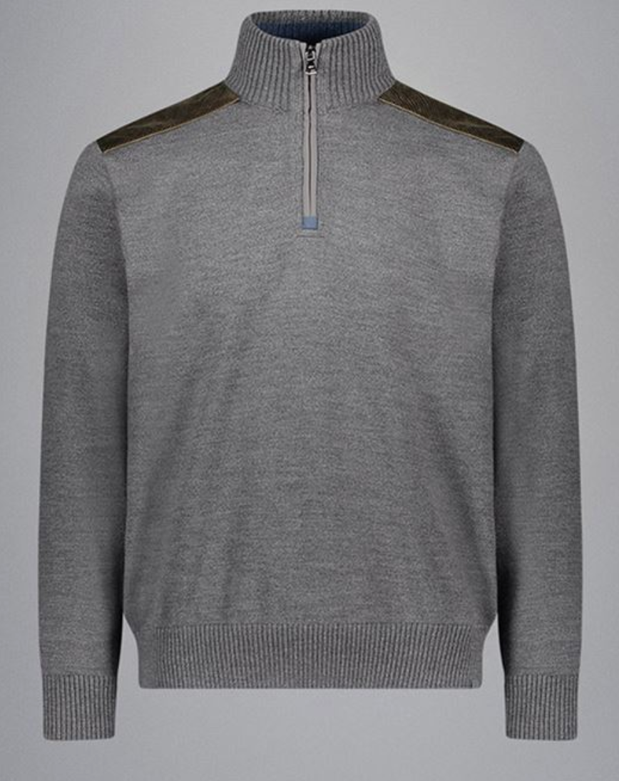 Paul & Shark Soft Touch Wool 1/2 Zip Knit with Contrast Velvet Shoulders